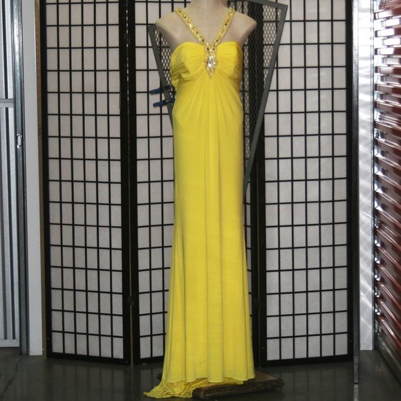 Backless Stretch Jersey Gown - Picture 1 of 7